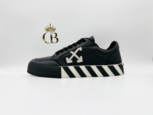 Sneakers Black And White Stripes Vulcanized Low-Top