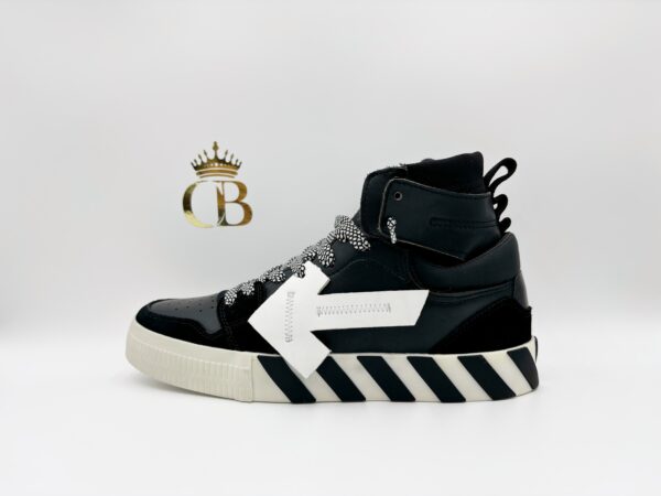 Sneakers Vulcanized Black High-Top White Stripes
