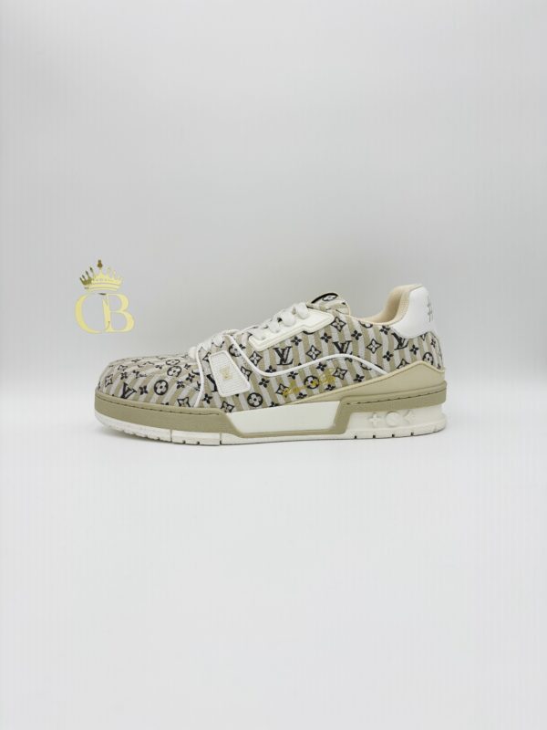 Sneakers Trainer Beige Cloth Stripes Monogram Colors