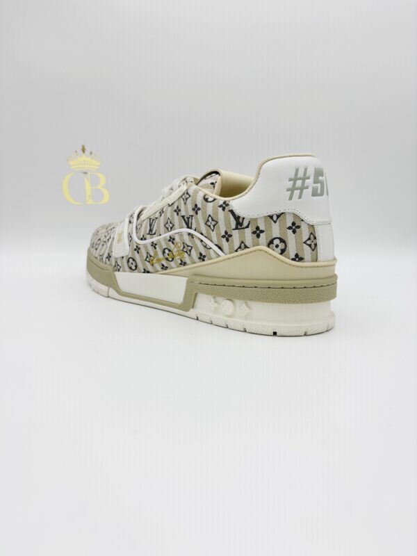 Sneakers Trainer Beige Cloth Stripes Monogram Colors - Imagen 3