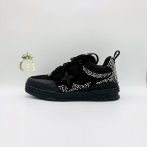 Sneakers Trainer Black Flower With Cristals
