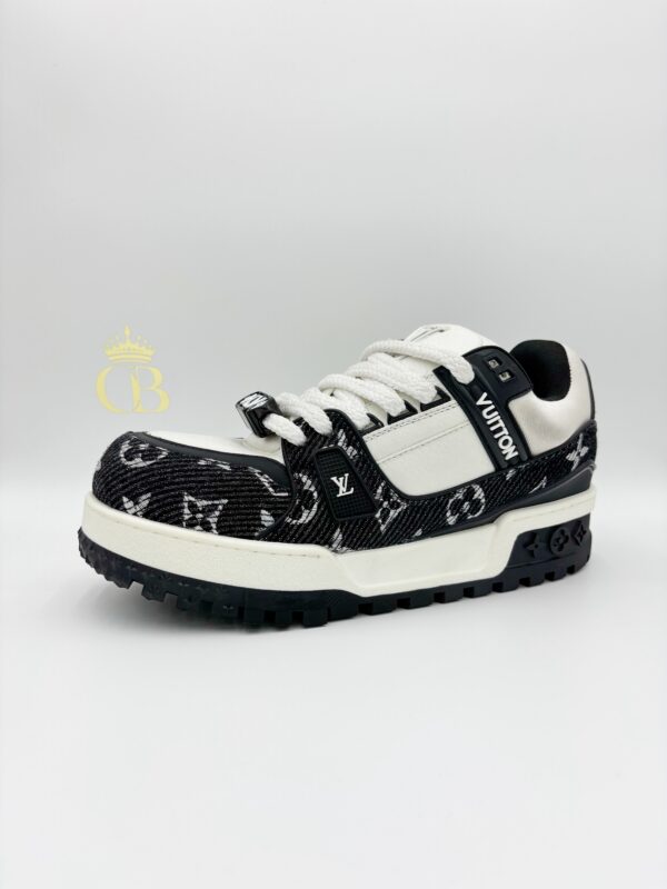 Sneakers Trainer Maxi Black And White Denim - Imagen 2