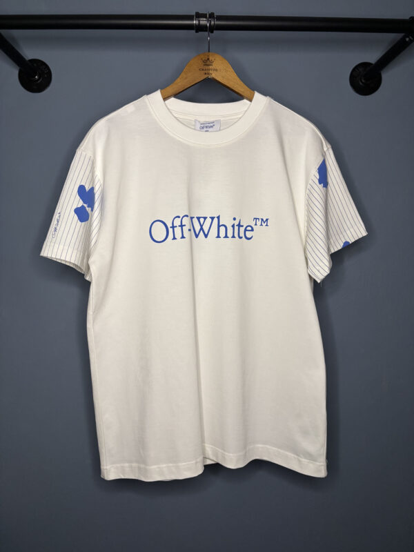 Off White blanca Letrero azul