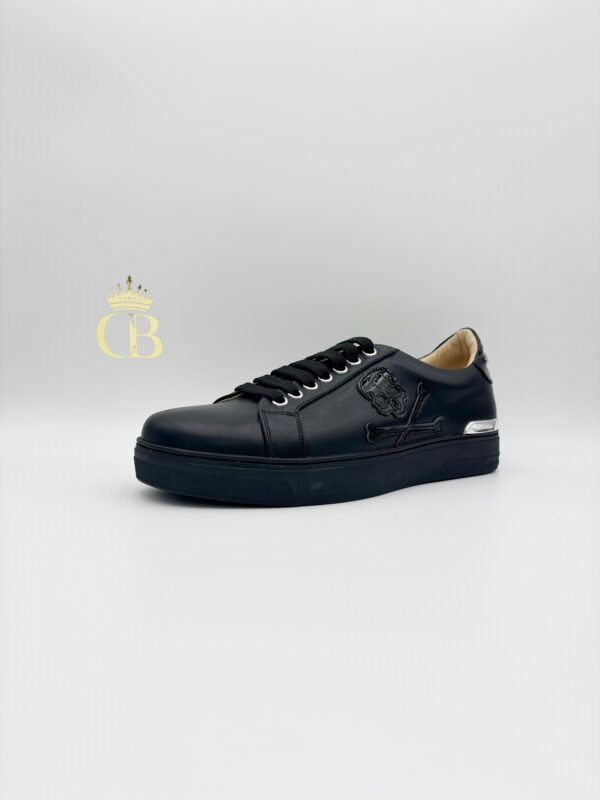 Black Sneakers Leather Low-Top - Imagen 2