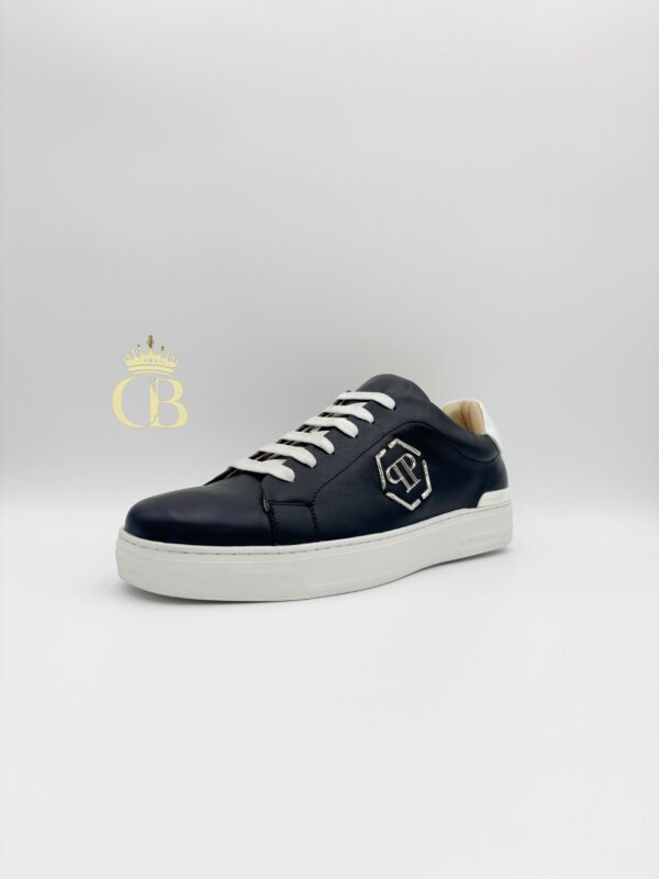 Black Sneakers Leather White Sole Low-Top - Imagen 2