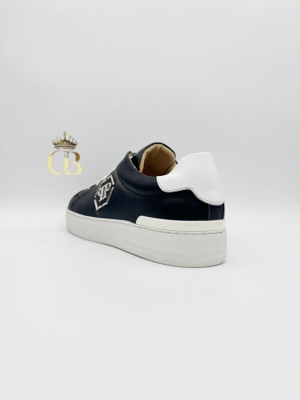 Black Sneakers Leather White Sole Low-Top - Imagen 3