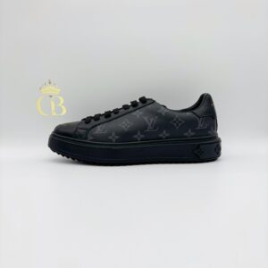 Sneakers Black Platafom Gray Monogram Leather Low-top