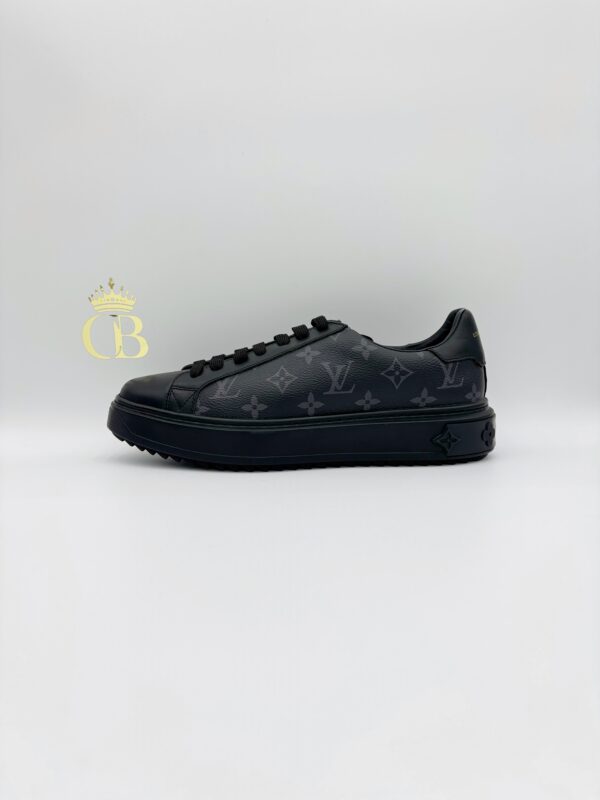 Sneakers Black Platafom Gray Monogram Leather Low-top