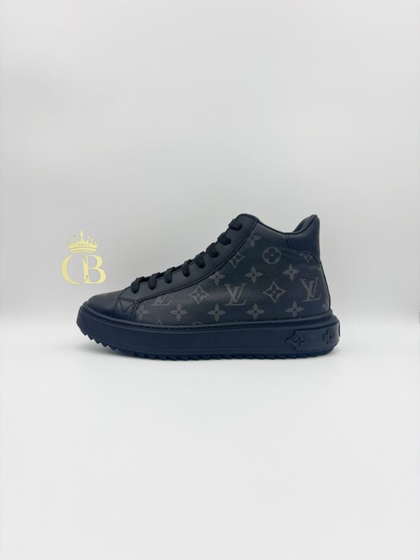 Sneakers Black Platafom Gray Monogram Leather High-top