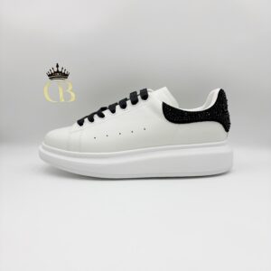 Sneaker White Black Cristals Heel