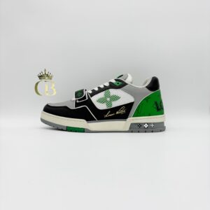 | Trainer Black White And Green Monogram White Flower