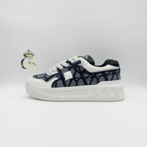 | One Stud XL White With Gray Monogram