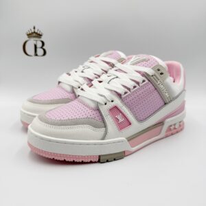LV Trainer de piel con tela rosa