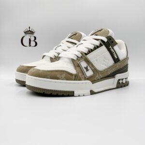 LV Trainer de piel blanco/verde