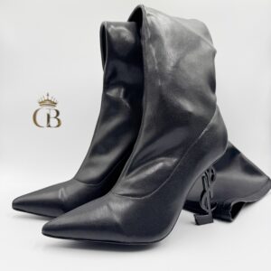 Bota larga Saint Laurent de piel negra