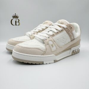 LV Trainer de piel blanco/rosado