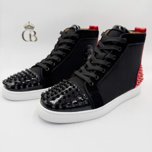 Botas Louboutin de tela negras con picos rojo