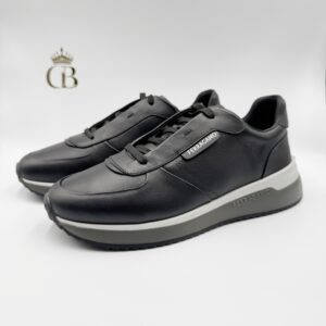Ferragamo deportivo de piel negro con gris