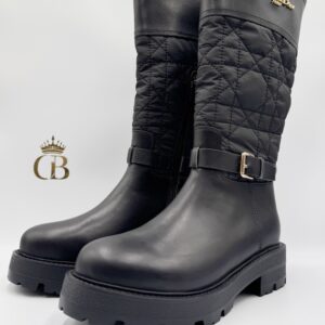 Botas Dior Negras de piel y tela con cierres