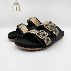 Sandalias Burberry negras de gamuza