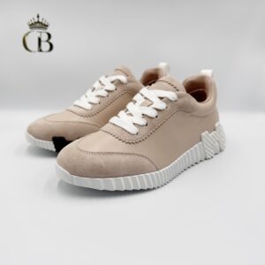 Tenis de tela y gamuza color Durazno
