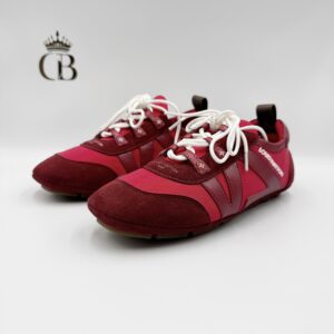 Tenis Sneakerina rosa de tela y gamuza