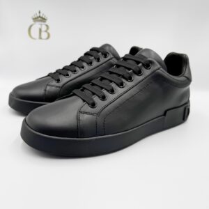 Tenis Portofino negro total de piel