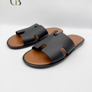 Sandalias Hermes de Piel Negras suela cafe