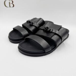 Sandalias Hermes Negras de correas de Piel