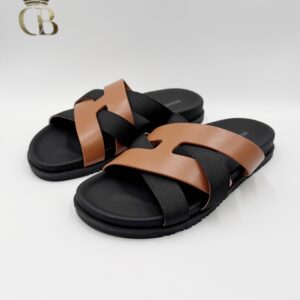 Sandalias Hermes de correas cruzadas Negras con cafe