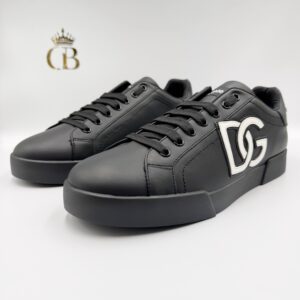 Tenis Porto fino de piel negros Logo blanco