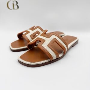 Sandalias de piel y tela Beige/Camel H´