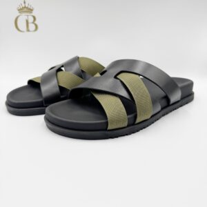 Sandalias De piel Verde con negro H