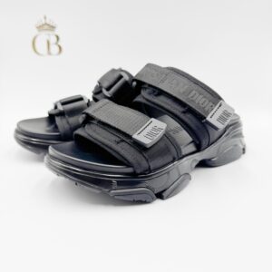 Sandalias negras de tela y plataforma