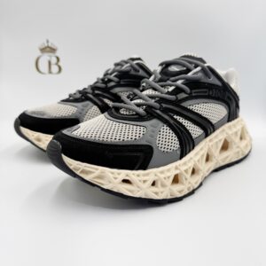 Tenis B35 de tela con gamuza negro y gris