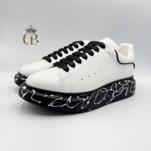 Tenis de plataforma pintura blancos de piel