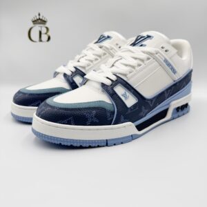 Tenis Trainer Azul de piel con gamuza