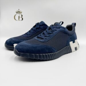 Tenis deportivos de tela y gamuza azules